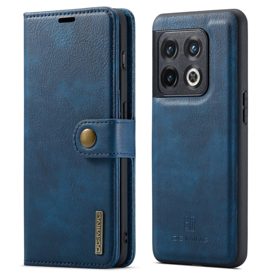 For OnePlus 10 Pro DG.MING Crazy Horse Texture Detachable Magnetic Leather Phone Case(Blue)