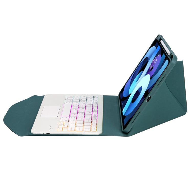 Z11B-AS Pen Slot Touchpad Backlight Bluetooth Keyboard Leather Tablet Case For iPad Pro 11 2021/2020/2018(Green) - For iPad Pro by buy2fix | Online Shopping UK | buy2fix