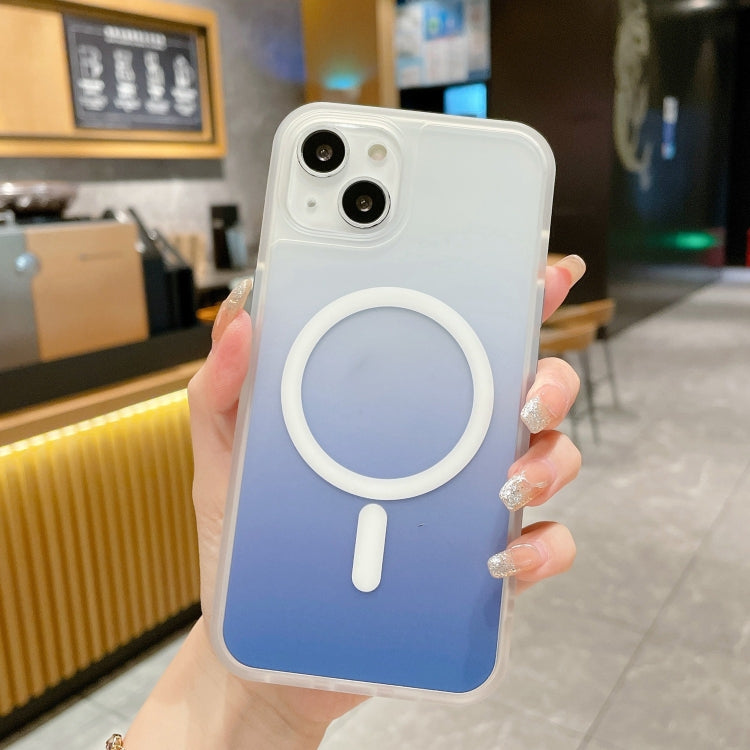 For iPhone 14 Frosted Gradient MagSafe Magnetic Phone Case (Blue) - iPhone 14 Cases by buy2fix | Online Shopping UK | buy2fix