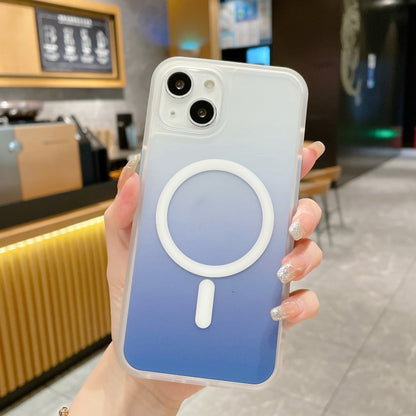 For iPhone 14 Frosted Gradient MagSafe Magnetic Phone Case (Blue) - iPhone 14 Cases by buy2fix | Online Shopping UK | buy2fix