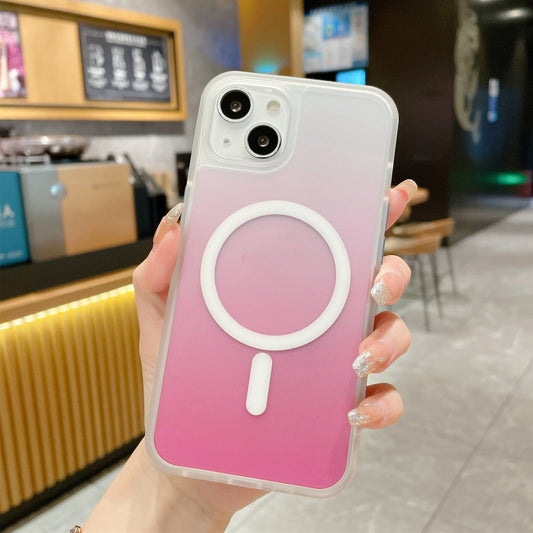 For iPhone 14 Plus Frosted Gradient MagSafe Magnetic Phone Case (Pink) - iPhone 14 Plus Cases by buy2fix | Online Shopping UK | buy2fix