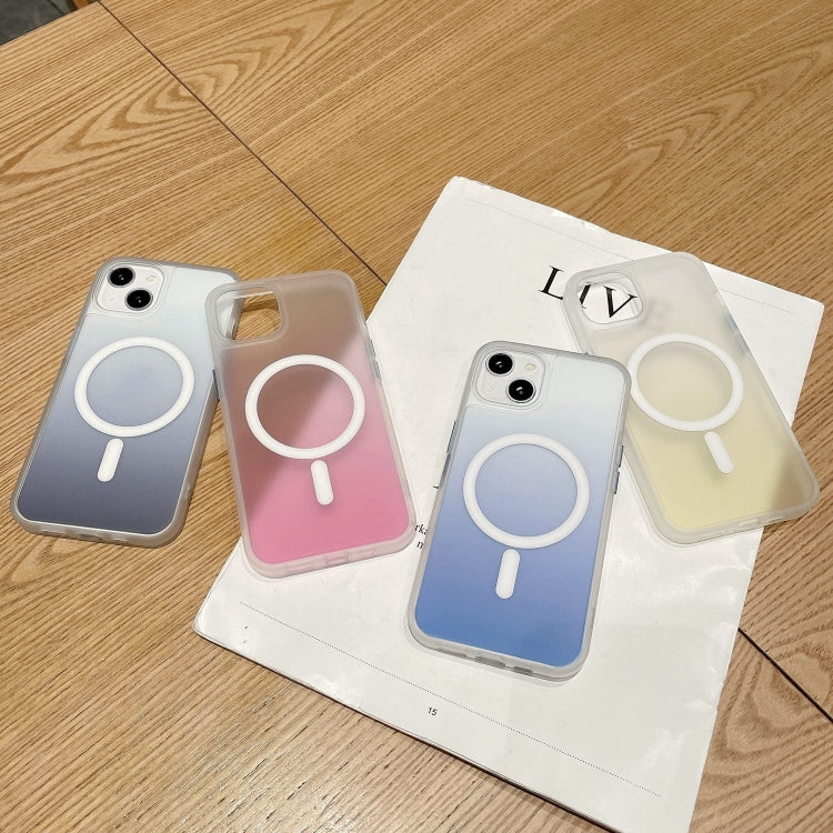 For iPhone 14 Plus Frosted Gradient MagSafe Magnetic Phone Case (Blue) - iPhone 14 Plus Cases by buy2fix | Online Shopping UK | buy2fix