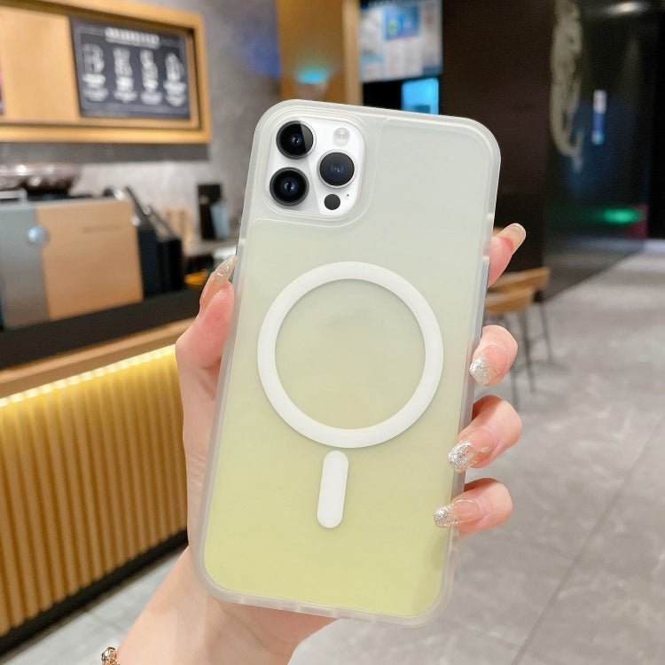 For iPhone 14 Pro Max Frosted Gradient MagSafe Magnetic Phone Case (Yellow) - iPhone 14 Pro Max Cases by buy2fix | Online Shopping UK | buy2fix
