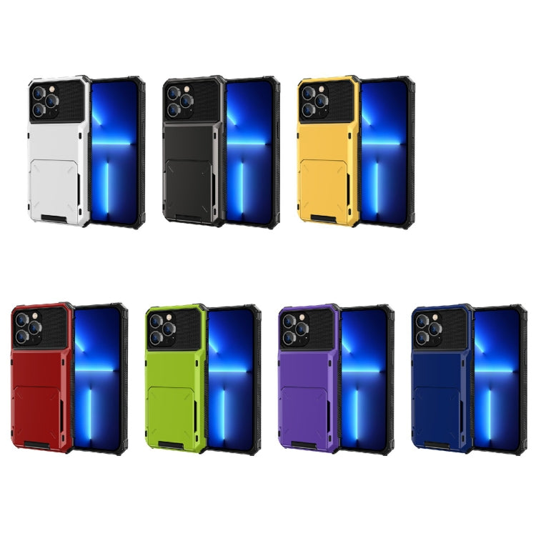 For iPhone 14 Pro Max Scratch-Resistant Shockproof Heavy Duty Rugged Armor Protective Case with Card Slot (White) by buy2fix