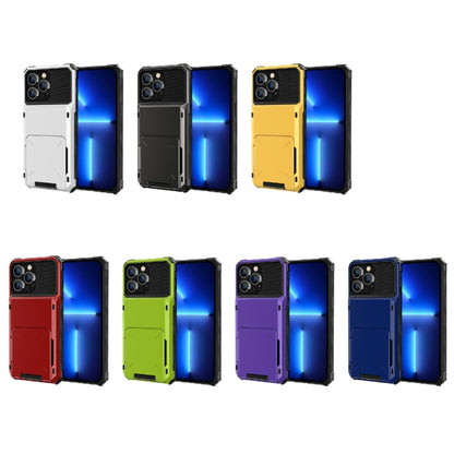 For iPhone 14 Pro Max Scratch-Resistant Shockproof Heavy Duty Rugged Armor Protective Case with Card Slot (White) by buy2fix