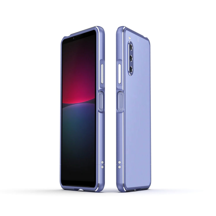 For Sony Xperia 10 Ⅳ Aurora Series Lens Protector + Metal Frame Protective Phone Case(Purple+Silver) - Sony Cases by buy2fix | Online Shopping UK | buy2fix
