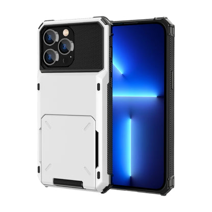 For iPhone 14 Plus Scratch-Resistant Shockproof Heavy Duty Rugged Armor Protective Case with Card Slot (White) by buy2fix