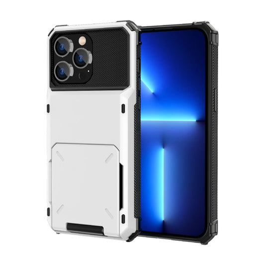 For iPhone 14 Plus Scratch-Resistant Shockproof Heavy Duty Rugged Armor Protective Case with Card Slot (White) by buy2fix