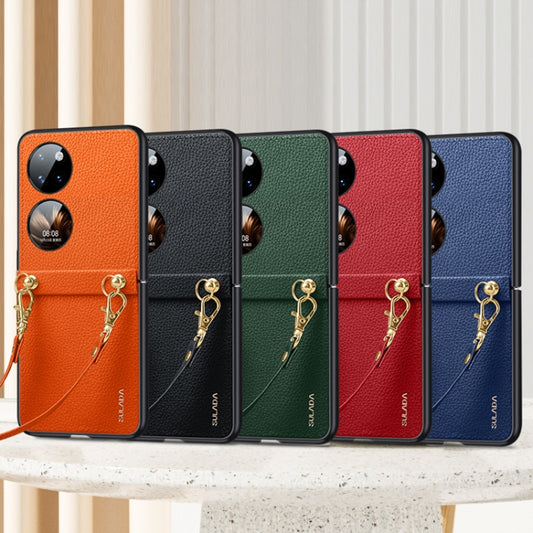 For Huawei P50 Pocket SULADA Litchi Texture Leather + TPU Phone Case with Strap(Green) by SULADA