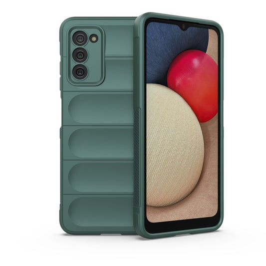 For Samsung Galaxy A03S North US Version 165.8mm Magic Shield TPU + Flannel Phone Case(Dark Green) by buy2fix