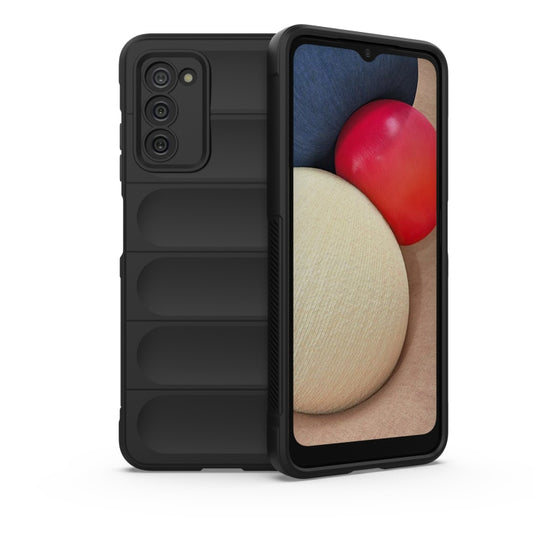 For Samsung Galaxy A03S North US Version 165.8mm Magic Shield TPU + Flannel Phone Case(Black) by buy2fix