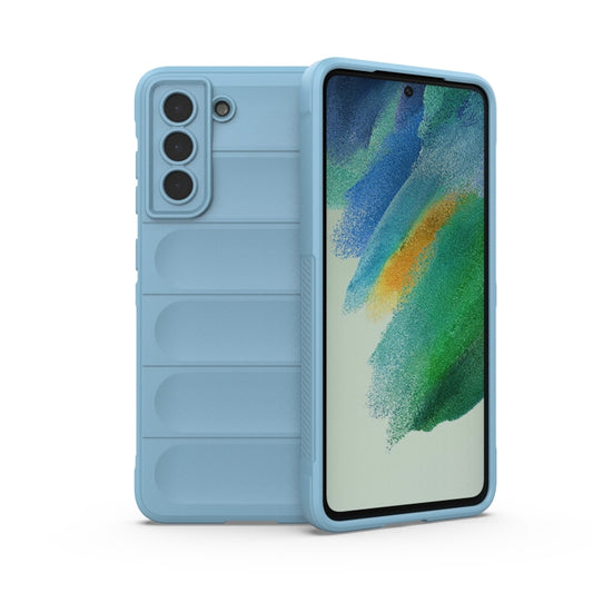 For Samsung Galaxy S21 FE Magic Shield TPU + Flannel Phone Case(Light Blue) by buy2fix