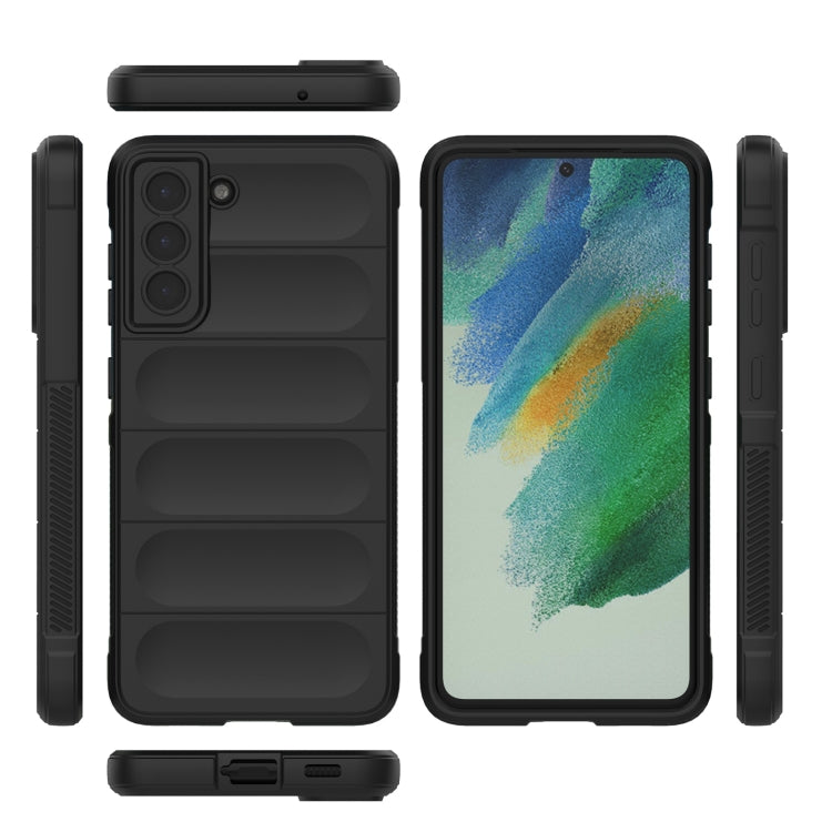 For Samsung Galaxy S21 FE Magic Shield TPU + Flannel Phone Case(Dark Grey) by buy2fix