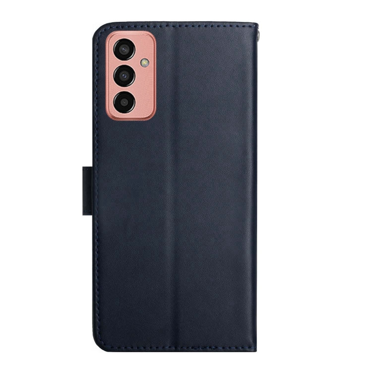 For Samsung Galaxy M13 Genuine Leather Fingerprint-proof Flip Phone Case(Blue) - Galaxy Phone Cases by buy2fix | Online Shopping UK | buy2fix