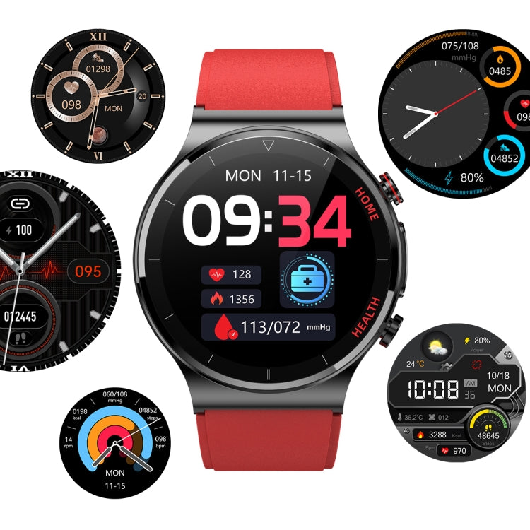 E300 1.32 Inch Screen Leather Watch Strap Smart Health Watch Supports Body Temperature Monitoring, ECG monitoring blood pressure(Black) by buy2fix