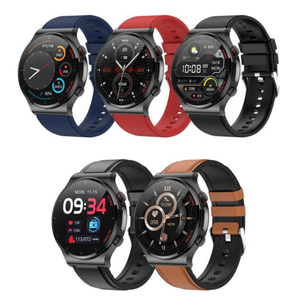 E300 1.32 Inch Screen Leather Watch Strap Smart Health Watch Supports Body Temperature Monitoring, ECG monitoring blood pressure(Black) by buy2fix