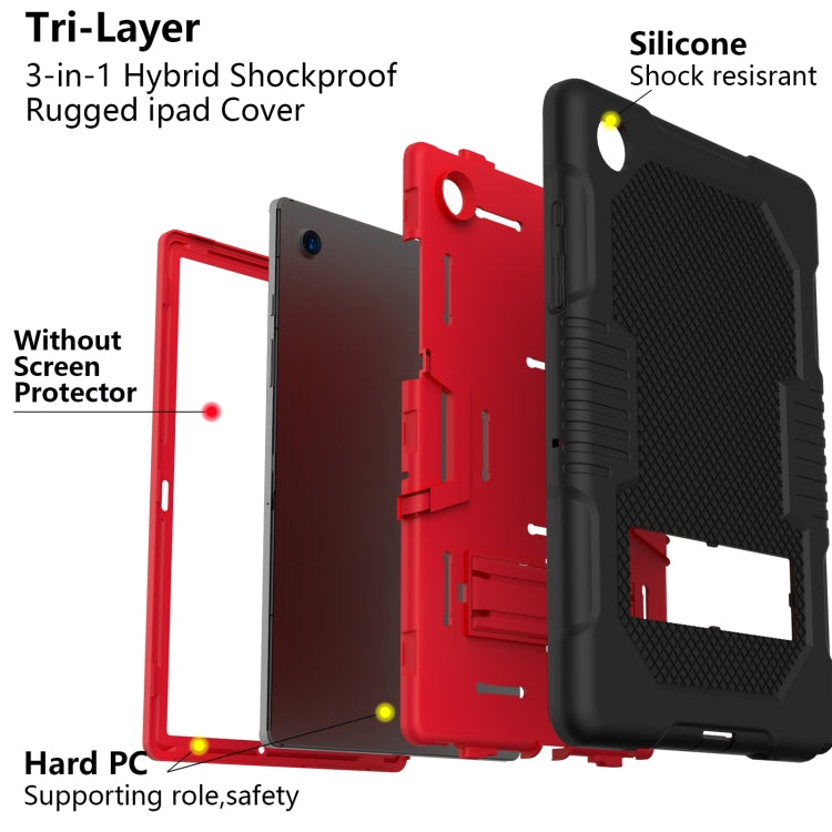 For Samsung Galaxy Tab A8 10.5 2021 X200 Contrast Color Robot Shockproof Silicone + PC Tablet Case(Black Red) - Other Galaxy Tab PC by buy2fix | Online Shopping UK | buy2fix
