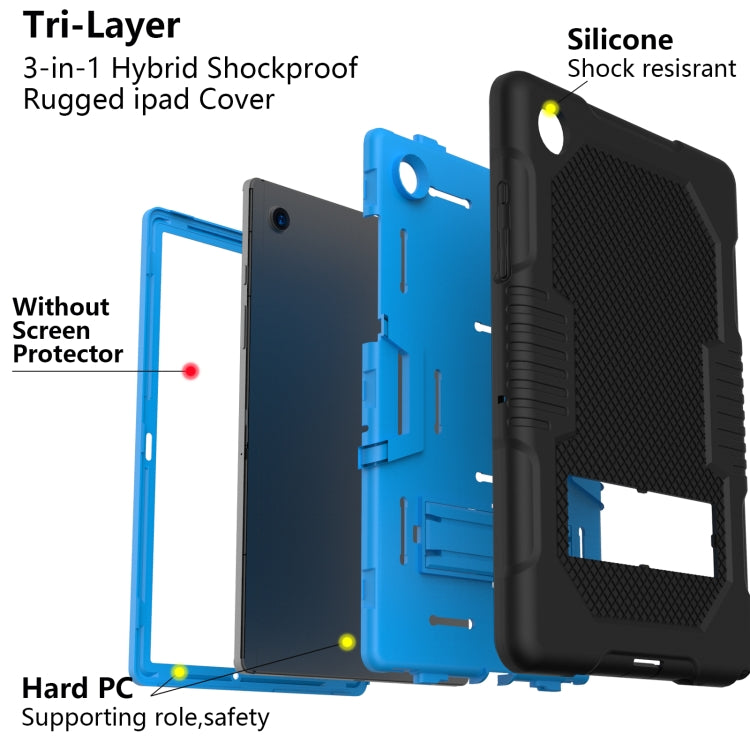 For Samsung Galaxy Tab A8 10.5 2021 X200 Contrast Color Robot Shockproof Silicone + PC Tablet Case(Black Blue) - Other Galaxy Tab PC by buy2fix | Online Shopping UK | buy2fix