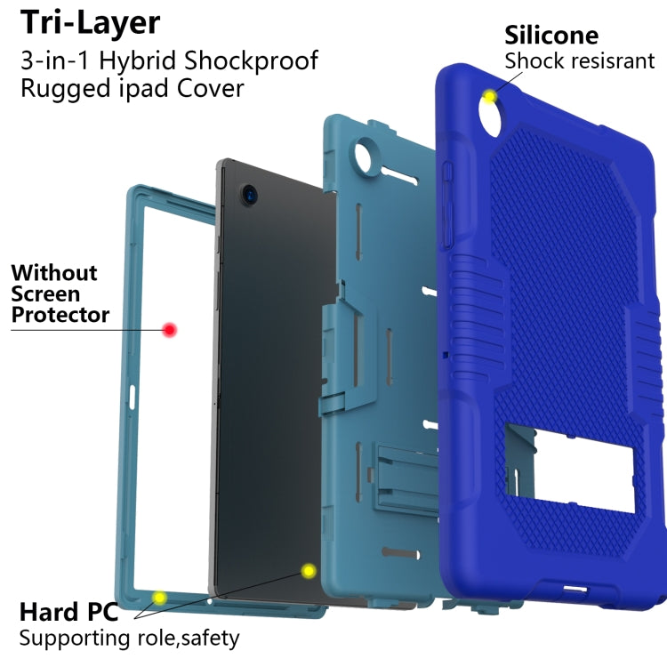 For Samsung Galaxy Tab A8 10.5 2021 X200 Contrast Color Robot Shockproof Silicone + PC Tablet Case(Sapphire Blue) - Other Galaxy Tab PC by buy2fix | Online Shopping UK | buy2fix