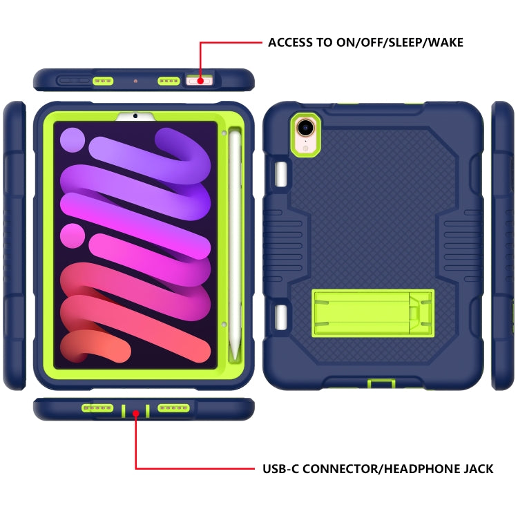 For iPad mini 2024 /mini 6 Contrast Color Robot Shockproof Silicone + PC Tablet Case(Navy Blue Yellow Green) - iPad mini 6 Cases by buy2fix | Online Shopping UK | buy2fix
