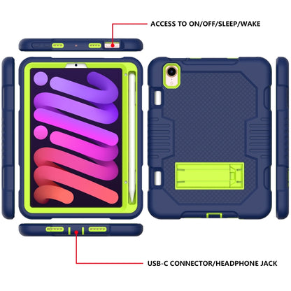 For iPad mini 2024 /mini 6 Contrast Color Robot Shockproof Silicone + PC Tablet Case(Navy Blue Yellow Green) - iPad mini 6 Cases by buy2fix | Online Shopping UK | buy2fix
