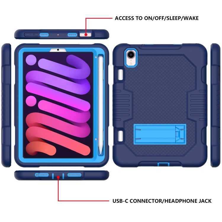 For iPad mini 2024 /mini 6 Contrast Color Robot Shockproof Silicone + PC Tablet Case(Navy Blue) - iPad mini 6 Cases by buy2fix | Online Shopping UK | buy2fix