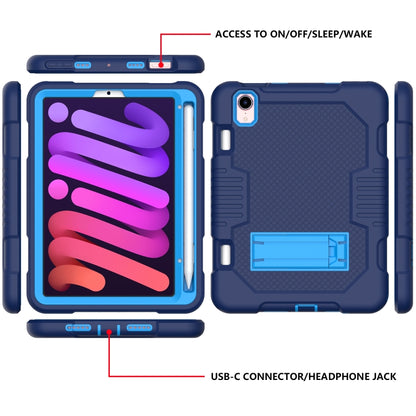 For iPad mini 2024 /mini 6 Contrast Color Robot Shockproof Silicone + PC Tablet Case(Navy Blue) - iPad mini 6 Cases by buy2fix | Online Shopping UK | buy2fix