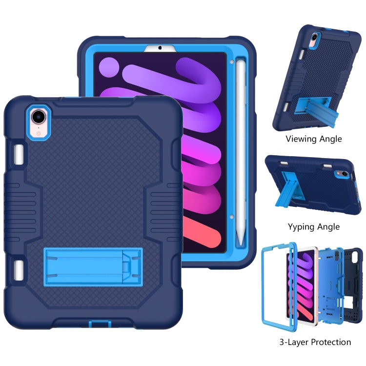 For iPad mini 2024 /mini 6 Contrast Color Robot Shockproof Silicone + PC Tablet Case(Navy Blue) - iPad mini 6 Cases by buy2fix | Online Shopping UK | buy2fix