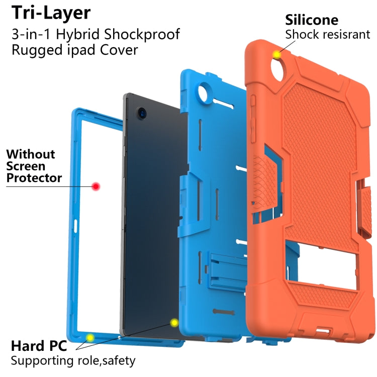 For Samsung Galaxy Tab A8 10.5 2021 X200 Contrast Color Robot Silicone + PC Tablet Case(Orange Blue) - Other Galaxy Tab PC by buy2fix | Online Shopping UK | buy2fix