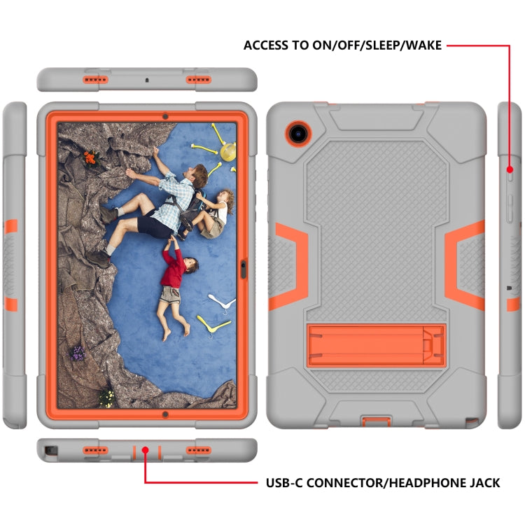 For Samsung Galaxy Tab A8 10.5 2021 X200 Contrast Color Robot Silicone + PC Tablet Case(Grey Orange) - Other Galaxy Tab PC by buy2fix | Online Shopping UK | buy2fix