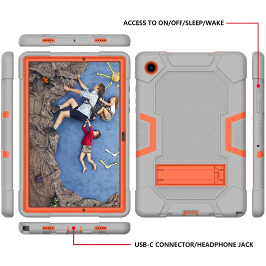 For Samsung Galaxy Tab A8 10.5 2021 X200 Contrast Color Robot Silicone + PC Tablet Case(Grey Orange) - Other Galaxy Tab PC by buy2fix | Online Shopping UK | buy2fix