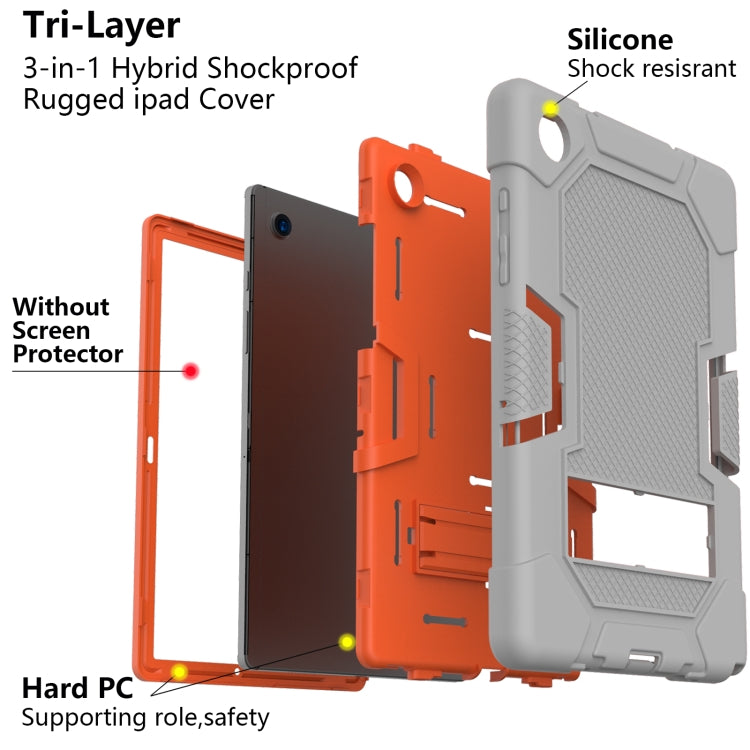 For Samsung Galaxy Tab A8 10.5 2021 X200 Contrast Color Robot Silicone + PC Tablet Case(Grey Orange) - Other Galaxy Tab PC by buy2fix | Online Shopping UK | buy2fix