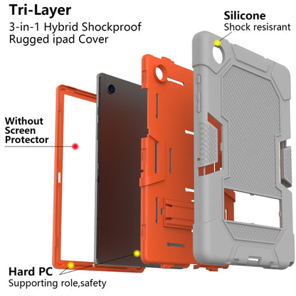 For Samsung Galaxy Tab A8 10.5 2021 X200 Contrast Color Robot Silicone + PC Tablet Case(Grey Orange) - Other Galaxy Tab PC by buy2fix | Online Shopping UK | buy2fix
