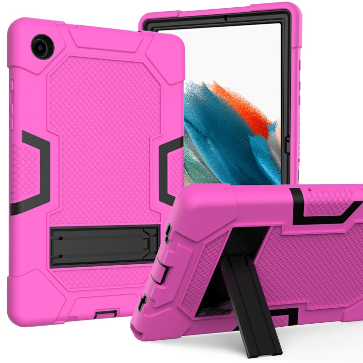 For Samsung Galaxy Tab A8 10.5 2021 X200 Contrast Color Robot Silicone + PC Tablet Case(Rose Red Black) - Other Galaxy Tab PC by buy2fix | Online Shopping UK | buy2fix