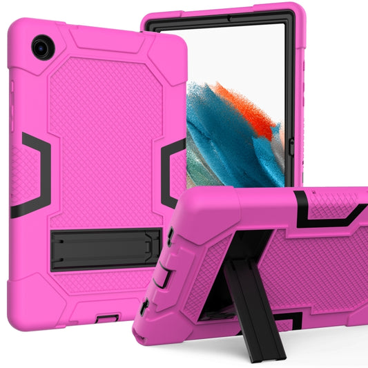 For Samsung Galaxy Tab A8 10.5 2021 X200 Contrast Color Robot Silicone + PC Tablet Case(Rose Red Black) - Other Galaxy Tab PC by buy2fix | Online Shopping UK | buy2fix