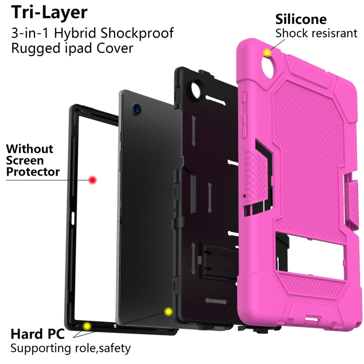 For Samsung Galaxy Tab A8 10.5 2021 X200 Contrast Color Robot Silicone + PC Tablet Case(Rose Red Black) - Other Galaxy Tab PC by buy2fix | Online Shopping UK | buy2fix