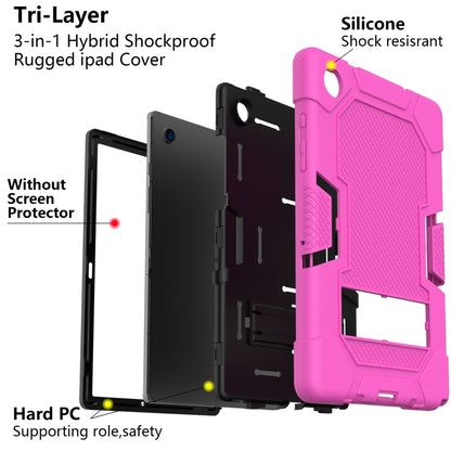 For Samsung Galaxy Tab A8 10.5 2021 X200 Contrast Color Robot Silicone + PC Tablet Case(Rose Red Black) - Other Galaxy Tab PC by buy2fix | Online Shopping UK | buy2fix