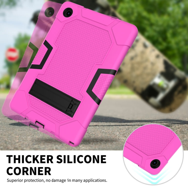 For Samsung Galaxy Tab A8 10.5 2021 X200 Contrast Color Robot Silicone + PC Tablet Case(Rose Red Black) - Other Galaxy Tab PC by buy2fix | Online Shopping UK | buy2fix