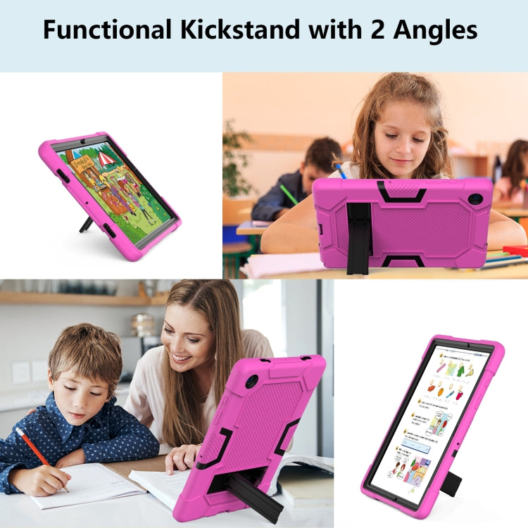 For Samsung Galaxy Tab A8 10.5 2021 X200 Contrast Color Robot Silicone + PC Tablet Case(Rose Red Black) - Other Galaxy Tab PC by buy2fix | Online Shopping UK | buy2fix