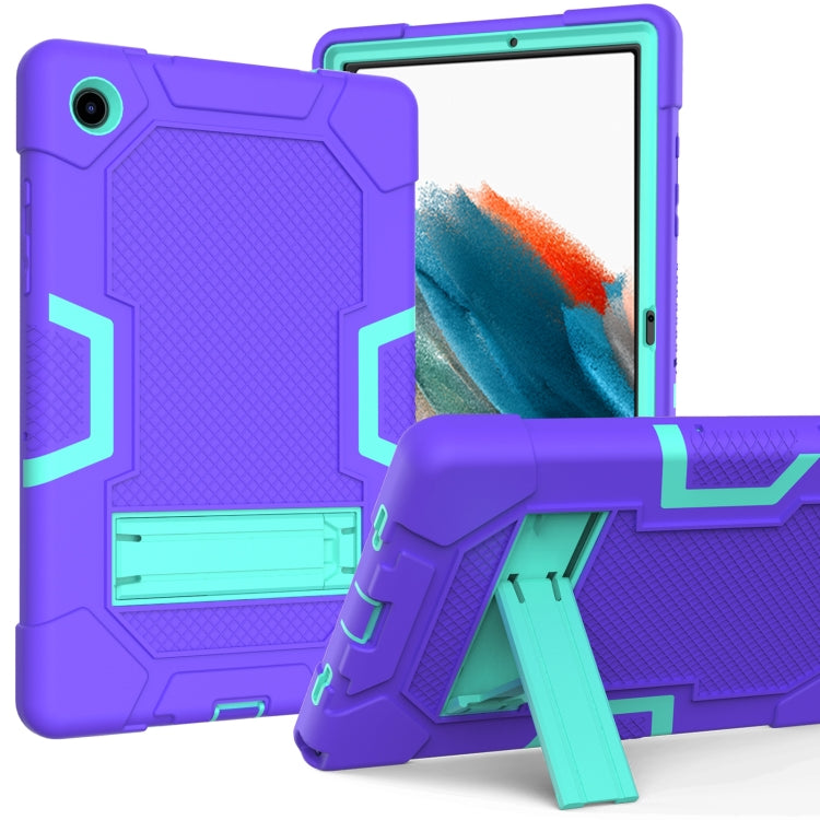 For Samsung Galaxy Tab A8 10.5 2021 X200 Contrast Color Robot Silicone + PC Tablet Case(Purple Mint Green) - Other Galaxy Tab PC by buy2fix | Online Shopping UK | buy2fix