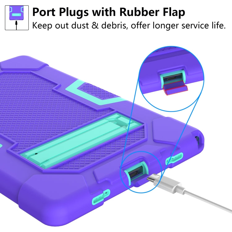 For Samsung Galaxy Tab A8 10.5 2021 X200 Contrast Color Robot Silicone + PC Tablet Case(Purple Mint Green) - Other Galaxy Tab PC by buy2fix | Online Shopping UK | buy2fix