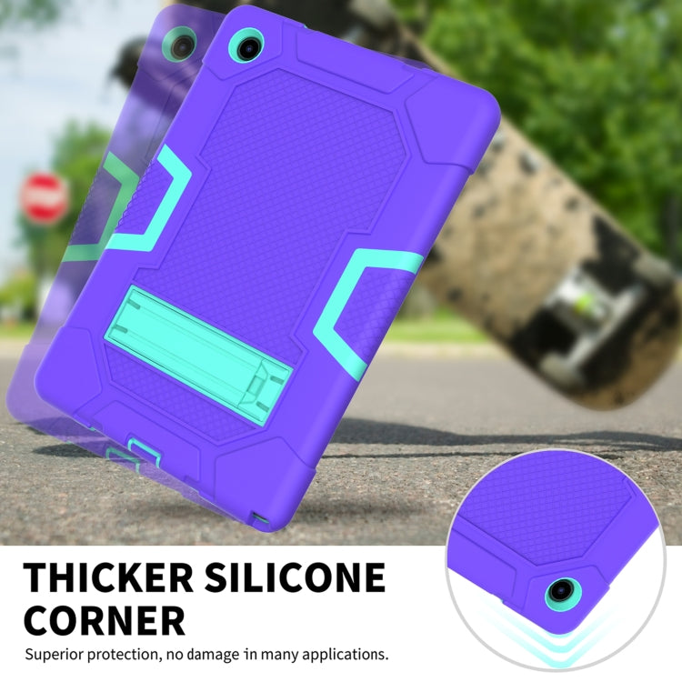 For Samsung Galaxy Tab A8 10.5 2021 X200 Contrast Color Robot Silicone + PC Tablet Case(Purple Mint Green) - Other Galaxy Tab PC by buy2fix | Online Shopping UK | buy2fix