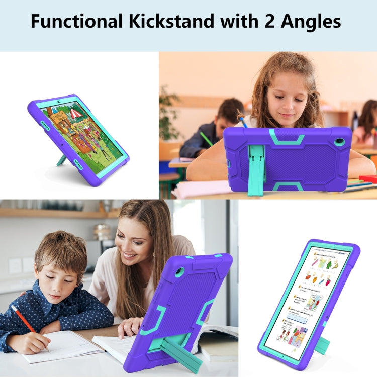 For Samsung Galaxy Tab A8 10.5 2021 X200 Contrast Color Robot Silicone + PC Tablet Case(Purple Mint Green) - Other Galaxy Tab PC by buy2fix | Online Shopping UK | buy2fix