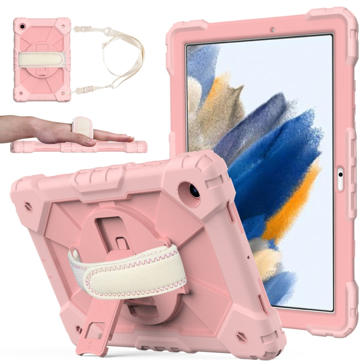 For Samsung Galaxy Tab A8 10.5 2021 X200 Contrast Color Robot Silicone + PC Tablet Case(Rose Gold) - Other Galaxy Tab PC by buy2fix | Online Shopping UK | buy2fix