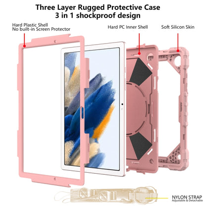 For Samsung Galaxy Tab A8 10.5 2021 X200 Contrast Color Robot Silicone + PC Tablet Case(Rose Gold) - Other Galaxy Tab PC by buy2fix | Online Shopping UK | buy2fix