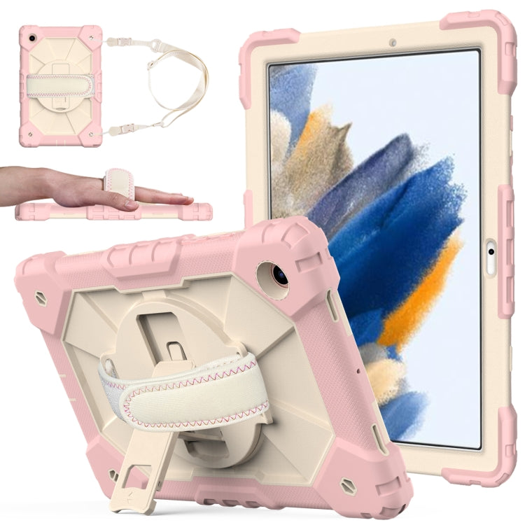 For Samsung Galaxy Tab A8 10.5 2021 X200 Contrast Color Robot Silicone + PC Tablet Case(Rose Gold+Beige) - Other Galaxy Tab PC by buy2fix | Online Shopping UK | buy2fix