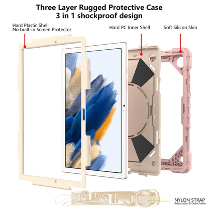 For Samsung Galaxy Tab A8 10.5 2021 X200 Contrast Color Robot Silicone + PC Tablet Case(Rose Gold+Beige) - Other Galaxy Tab PC by buy2fix | Online Shopping UK | buy2fix