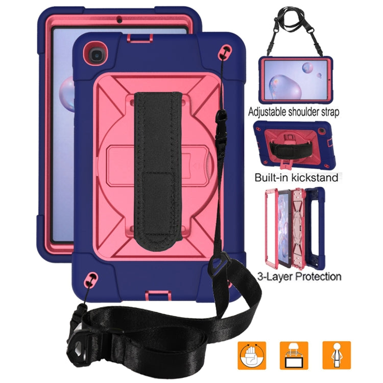 For Samsung Galaxy Tab A 8.4 T307 Contrast Color Robot Silicone + PC Tablet Case(Navy Blue Rose) - Tab A 8.4 (2020) by buy2fix | Online Shopping UK | buy2fix