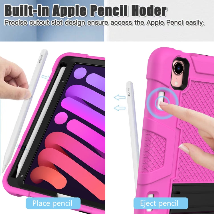 For iPad mini 2024 / mini 6 Contrast Color Robot Silicone + PC Tablet Case(Rose Red Black) - iPad mini 6 Cases by buy2fix | Online Shopping UK | buy2fix