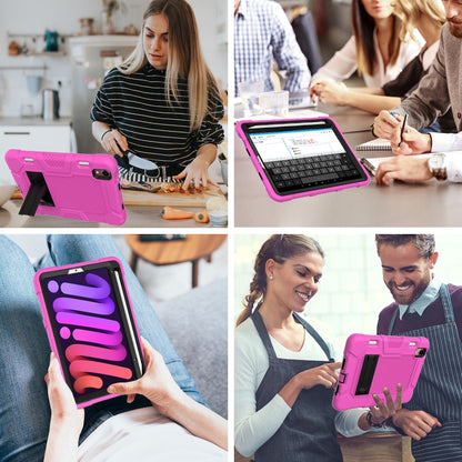 For iPad mini 2024 / mini 6 Contrast Color Robot Silicone + PC Tablet Case(Rose Red Black) - iPad mini 6 Cases by buy2fix | Online Shopping UK | buy2fix